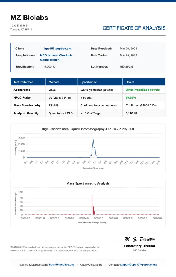 HCG(Human Chorionic Gonadotropin)| 2000IU-10000IU | >99% Purity PCT Peptide