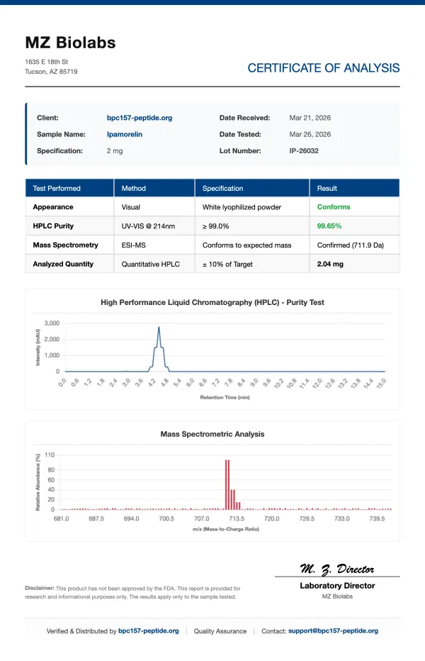Ipamorelin (Clean GH Secretagogue) | 2mg - 10mg Vials | >99% Purity