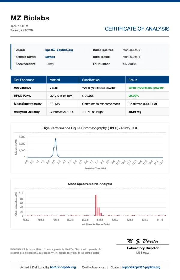 Semax (Nootropic Peptide) | 5mg - 30mg Vials | >99% Purity